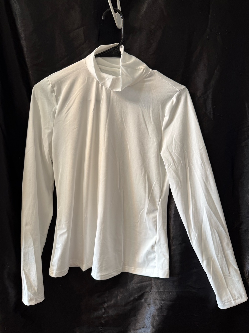 White Long-Sleeve Mock Neck Top